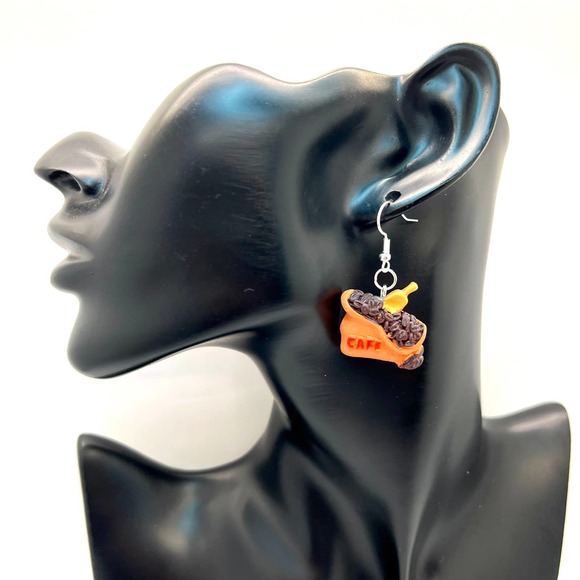 Coffee Earrings - Barista Earrings - Coffee Bean Earrings - Cafe Earrings - Picture 9 of 10